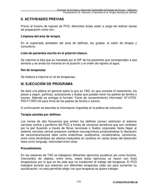 Manual de Procedimientos Dirección General del Delfinario