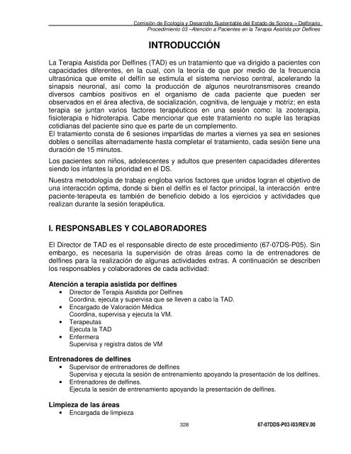 Manual de Procedimientos Dirección General del Delfinario