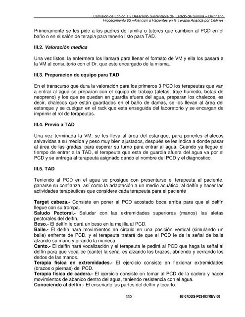 Manual de Procedimientos Dirección General del Delfinario