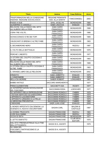 elenco libri s - Comune di Verolengo