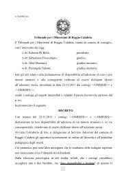 Tribunale per i Minorenni di Reggio Calabria Il Tribunale per i ...