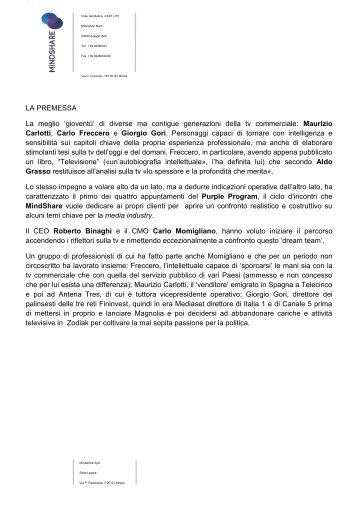 La tv, il futuro di un'illusione - Atti del convegno (.pdf) - Prima ...