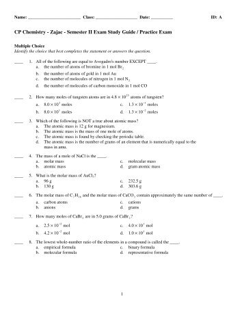 CP-Chem-Semester-II-Exam-Study-Guide---Zajac
