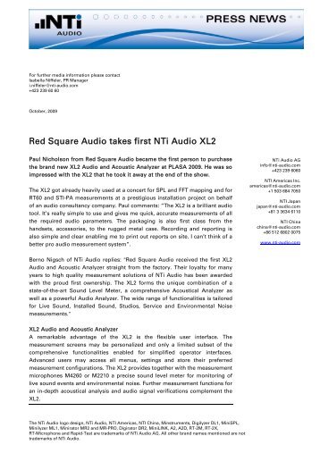 Red Square Audio takes first NTi Audio XL2