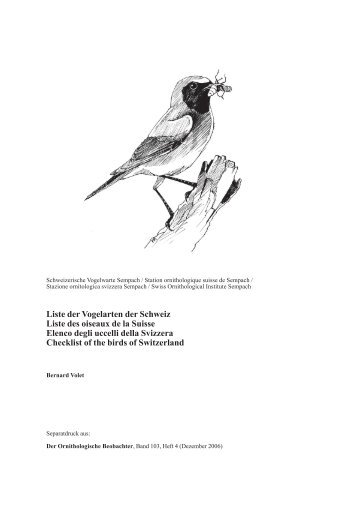 Liste der Vogelarten der Schweiz Liste des oiseaux de ... - Sol-à-Flots