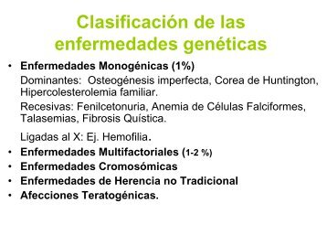 Clasificación de las enfermedades genéticas
