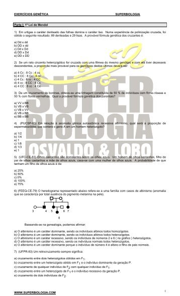 EXERCÍCIOS GENÉTICA SUPERBIOLOGIA WWW ...