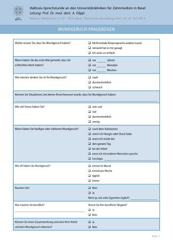 Mundgeruch-Fragebogen der Universität Basel