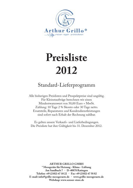 Differenzdruckmessumformer PERITACT 2000-K10 – Arthur Grillo GmbH