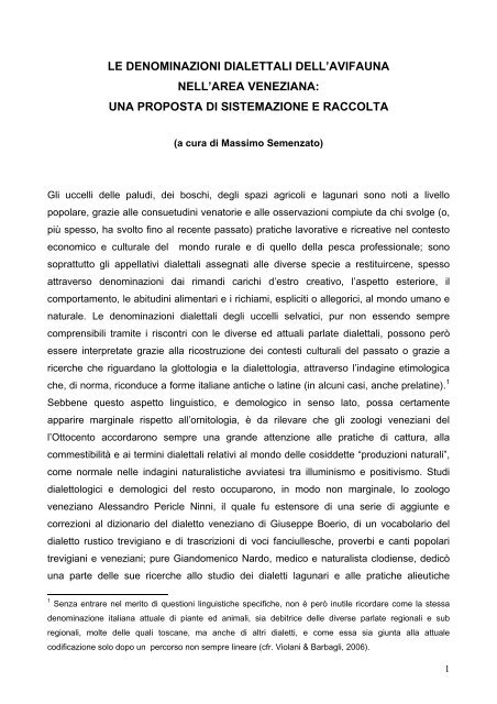 Scarica il testo completo - Ornitologia Veneziana