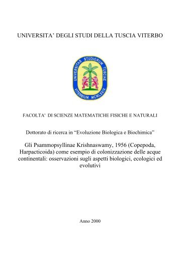 UNIVERSITA' DEGLI STUDI DELLA TUSCIA ... - ArchivioTesi.it