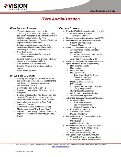 iTera Administration - Vision Solutions