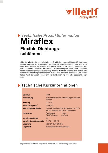 Technisches Merkblatt - Villerit