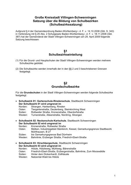 Große Kreisstadt Villingen-Schwenningen Satzung über die Bildung ...