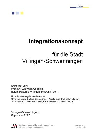 Integrationskonzept für die Stadt Villingen-Schwenningen