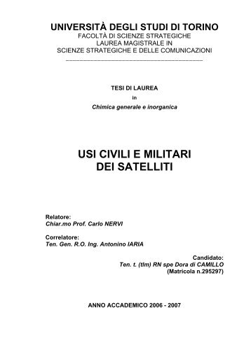 Usi civili e militari dei satelliti - Accademia Militare