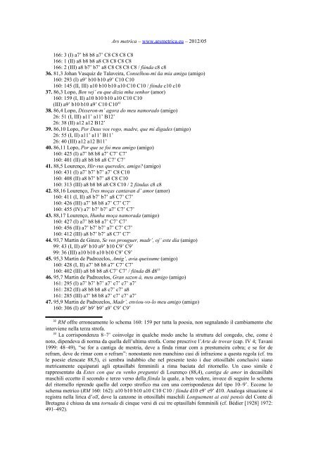 Questioni metriche galego-portoghesi. Sulla cosiddetta ... - Ars Metrica