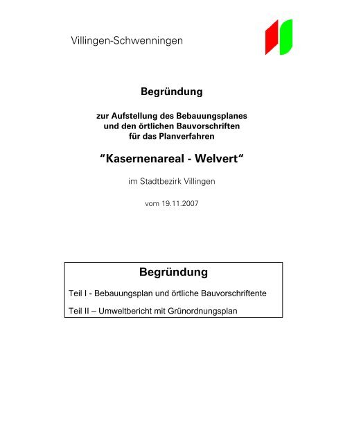 “Kasernenareal - Welvert“ Begründung - Villingen-Schwenningen