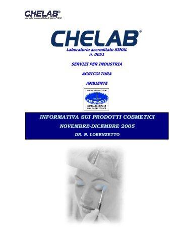 INFORMATIVA SUI PRODOTTI COSMETICI - CheLab