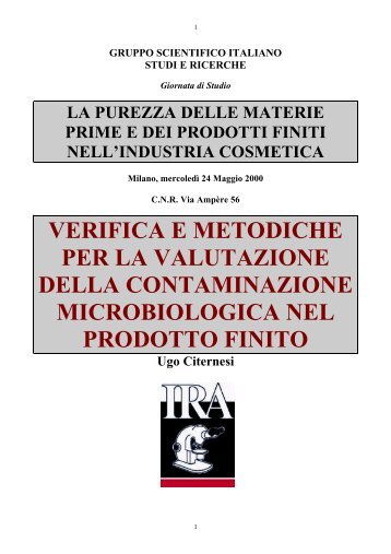 verifica e metodiche per la valutazione della contaminazione ...