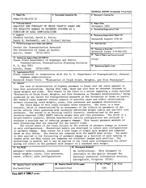 technical report standard title page - Department of Civil ...