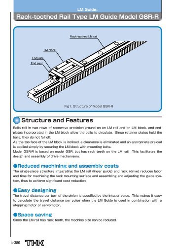 Rack-toothed Rail Type LM Guide Model GSR-R - Linear Bearings