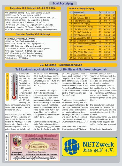 Leipziger Sportwoche - Fußball Zeitung - Ausgabe 11 vom 10.06.2013