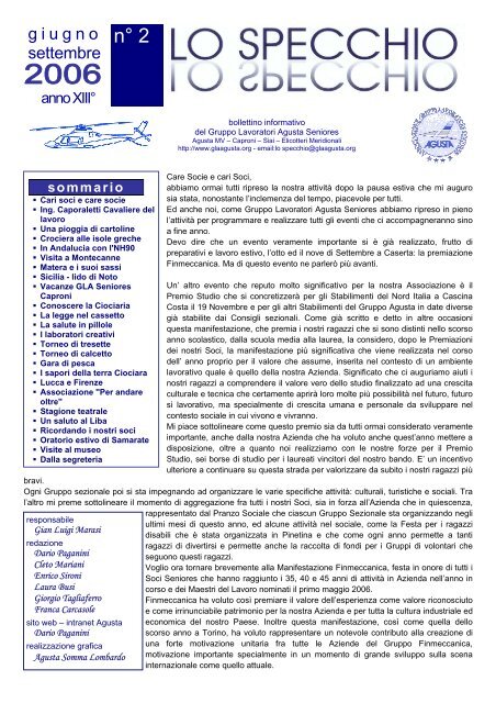 Il giornalino in PDF (5.7 Mbyte) - Gruppo Lavoratori Agusta Seniores