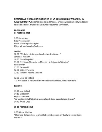 RITUALIDAD Y CREACIÓN ARTÍSTICA EN LA COSMOGONIA ...