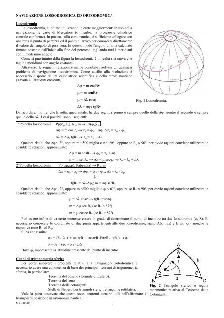 Navigazione Lossodromica ed ortodromica - Il Saturatore