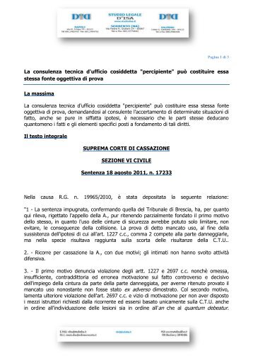 La consulenza tecnica d'ufficio cosiddetta "percipiente" può ...