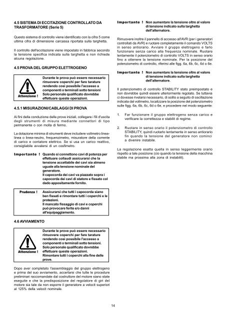 INSTALLAZIONE PER L'USO, L'ASSISTENZA E LA MANUTENZIONE