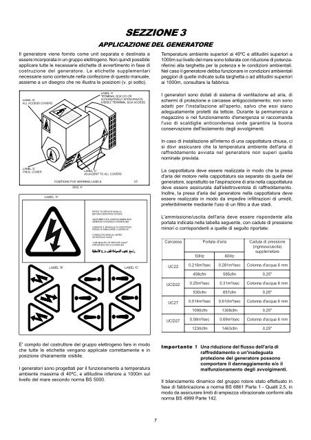 INSTALLAZIONE PER L'USO, L'ASSISTENZA E LA MANUTENZIONE