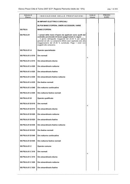 Impianti elettrici e speciali in formato pdf - Città di Torino