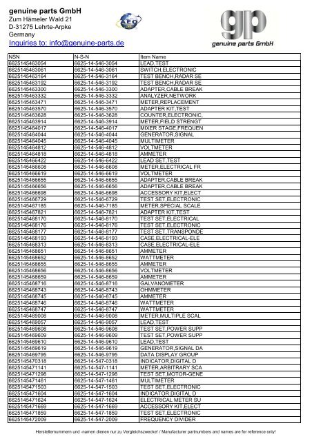 genuine parts GmbH Inquiries to: info@genuine-parts.de