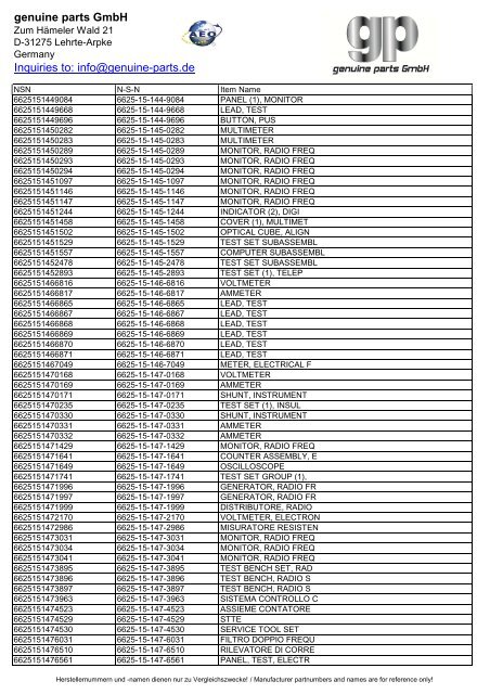 genuine parts GmbH Inquiries to: info@genuine-parts.de