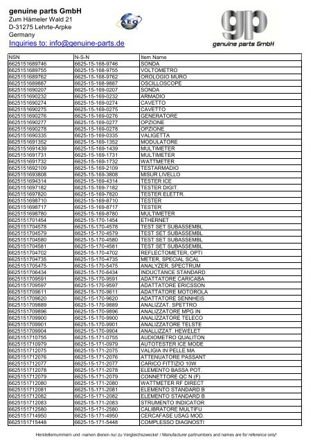 genuine parts GmbH Inquiries to: info@genuine-parts.de