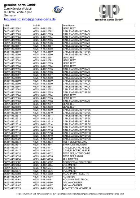 genuine parts GmbH Inquiries to: info@genuine-parts.de