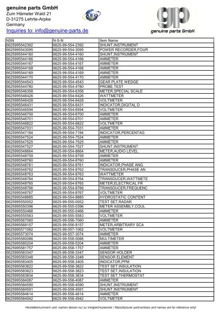 genuine parts GmbH Inquiries to: info@genuine-parts.de
