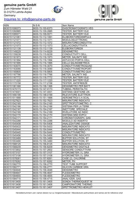 genuine parts GmbH Inquiries to: info@genuine-parts.de