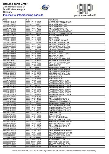 genuine parts GmbH Inquiries to: info@genuine-parts.de