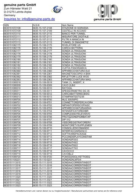 genuine parts GmbH Inquiries to: info@genuine-parts.de