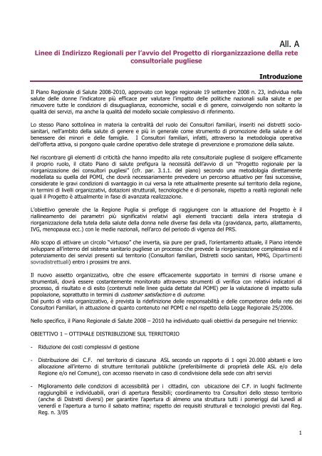linee guida consultori - Regione Puglia