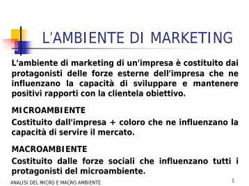 Corso di marketing 4/11 - analisi del micro e ... - Studio Maggiolo