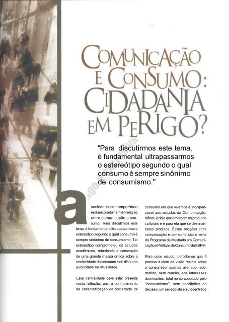 Comunicação e consumo: cidadania em perigo? - Banco de ...