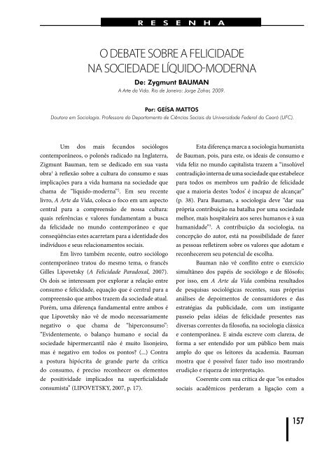 Resenha: o debate sobre a felicidade na sociedade líquido-moderna