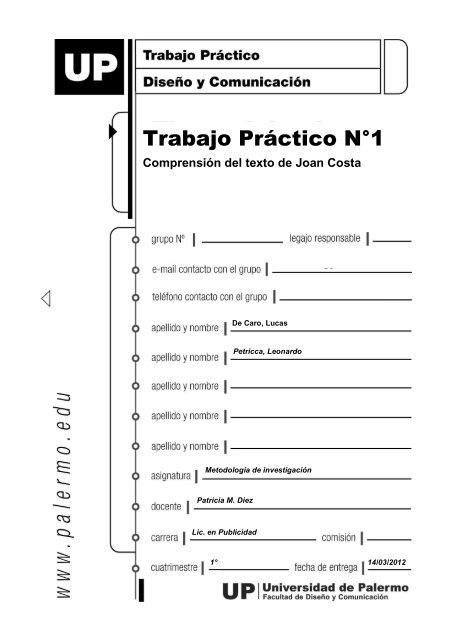 Trabajo Práctico N°1 - Universidad de Palermo