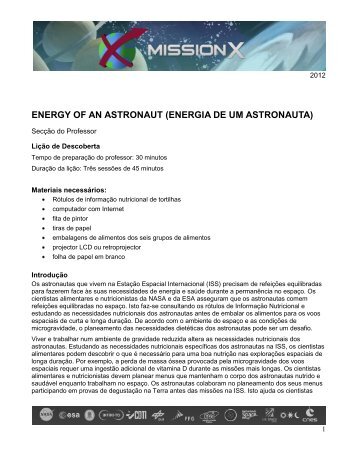 energy of an astronaut (energia de um astronauta) - Ciência Viva