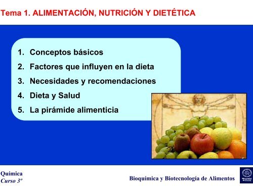 Tema 1. ALIMENTACIÓN, NUTRICIÓN Y DIETÉTICA