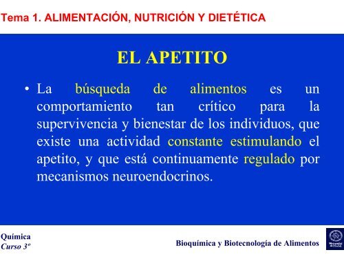 Tema 1. ALIMENTACIÓN, NUTRICIÓN Y DIETÉTICA